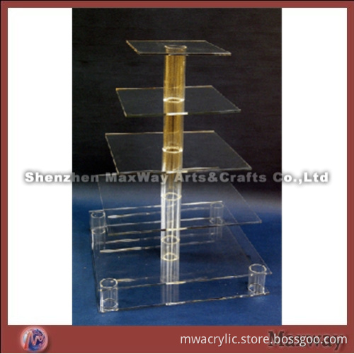 Clear Square Promotional Acrylic 5 Tiers Tower Wedding Party Cup Cakes Display Stand